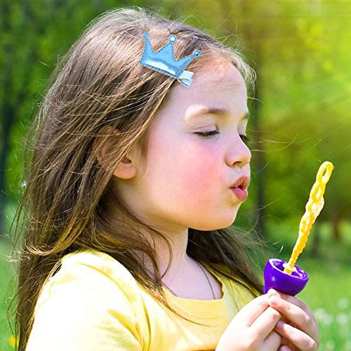 Honbay 12-Piece Glitter Crown Hair Clips Shiny PU Leather Hairpins for Girls