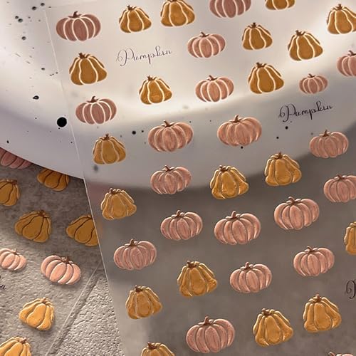 LYLYNB 5D Embossed Pumpkin Nail Stickers Fall Thanksgiving Decals