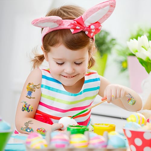 HIFANMM Easter Temporary Tattoos 10 Sheets Bunny Rabbit Stickers