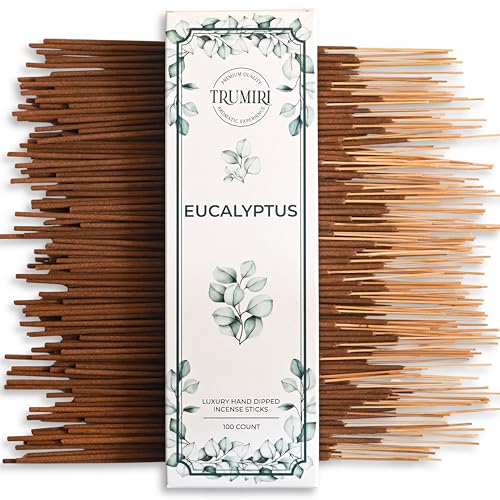 TRUMIRI Eucalyptus Incense Sticks - 100 Pack Natural Handcrafted Agarbatty