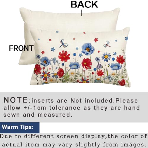 4th of July Patriotic Throw Pillow Cover - 12x20 Inch