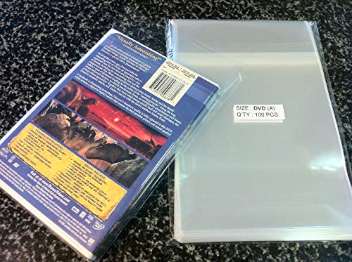 Clear DVD Case Sleeves - 100 Pack Protective Cellophane Bags for Standard Cases