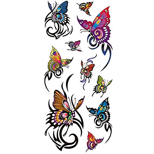 TAFLY Colorful Butterfly Temporary Tattoos 5 Sheets Body Stickers