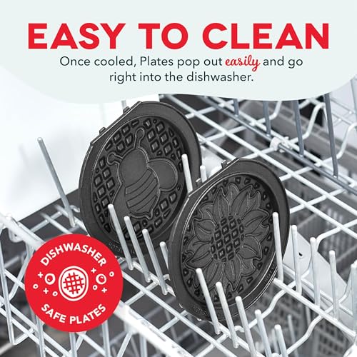 Dash MultiMaker® Mini Waffle Plate Set - Sunflower & Bee Design, Nonstick, 4-Inch, Two-Pack (Replacement Plates for Waffle Maker Not Included)