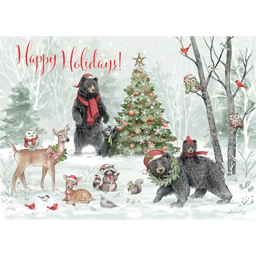 LANG Woodland Winter Pop-Up Christmas Cards (2005122) - 8 Festive Holiday Greeting Cards and Envelopes