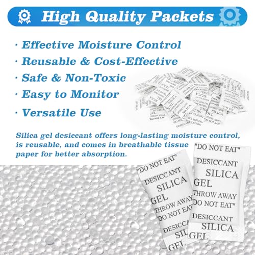 Sukh 150PCS Silica Gel Packets - 2g Moisture Absorbers for Storage
