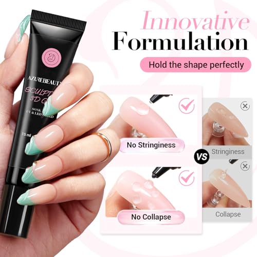 AZUREBEAUTY 3D Sculpting Gel for Nail Art, 15g Clear Molding Glue