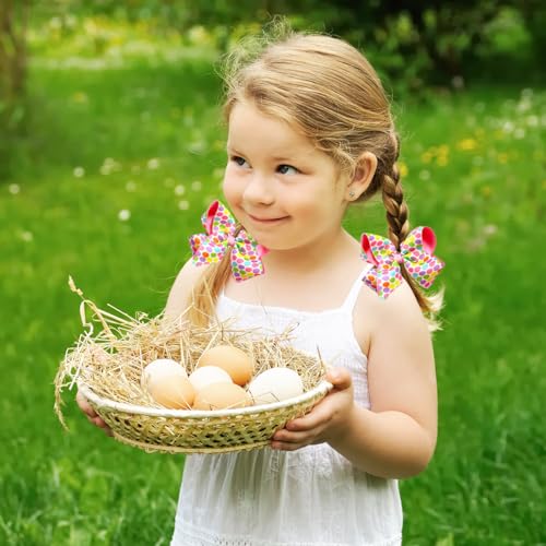 Beleki Easter Eggs Hair Bow Clips 4.5 Inch Grosgrain Ribbon Barrettes