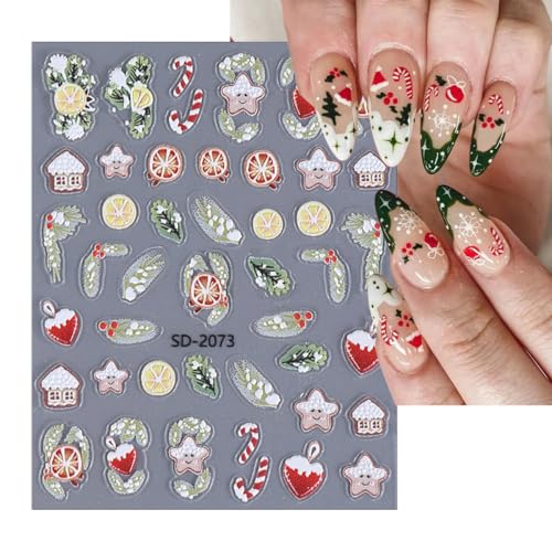 Christmas Nail Art Stickers 6 Sheets 3D Self Adhesive Winter Holiday Decals