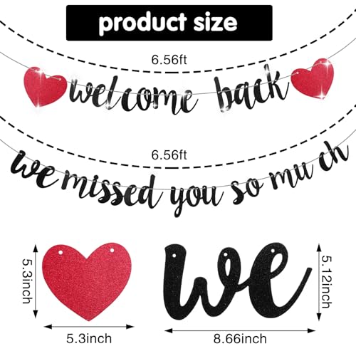 Glitter Black Welcome Home Banner - We Missed You So Much