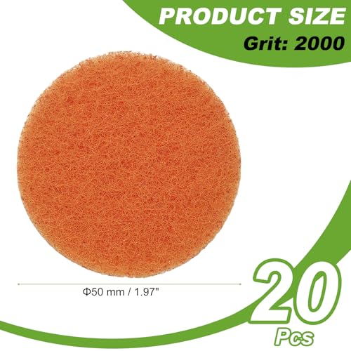 2-Inch Power Drill Scrubbing Pads - 2000 Grit Orange Scouring Discs (20 Pcs)
