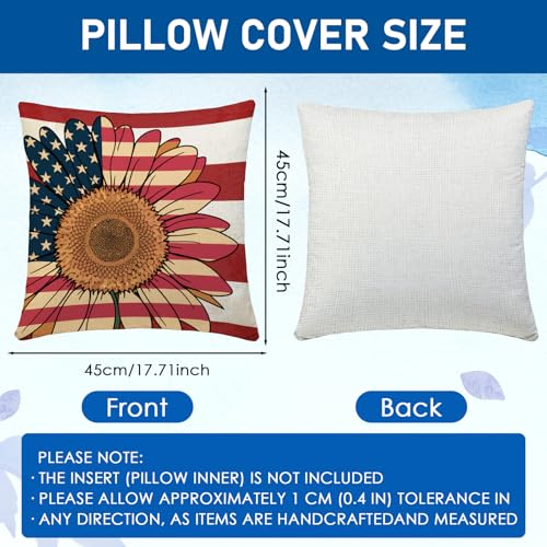 4th of July Patriotic Pillow Covers - 18x18 Inch Set of 4