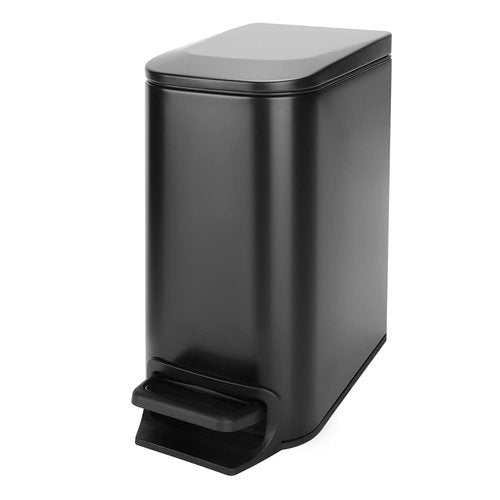 Cesun Stainless Steel Trash Can - 6 Liter Soft Close Lid with Step Pedal | Anti-Fingerprint Matt Black Finish