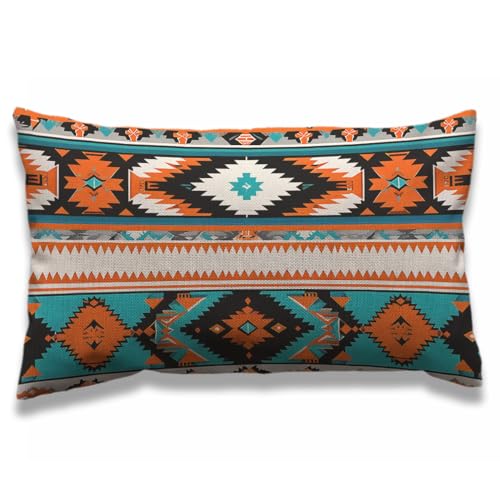 AOYEGO 12x20 Inch Aztec Throw Pillow Cover - Colorful Geometric Design