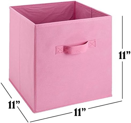 Handy Laundry 6-Pack Foldable Cube Storage Bins - Decorative Collapsible Organizers for Shelves & Closets (Pink)