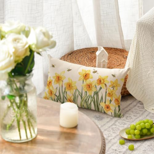 AVOIN colorlife Daffodil Spring Throw Pillow Cover 12x20 Inch Cushion Case for Sofa Couch