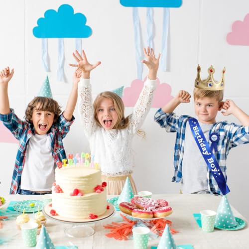 Birthday Boy Sash and King Crown Hat Party Set