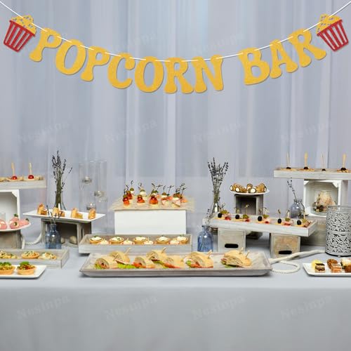 Popcorn Bar Banner - Glitter Decor for Birthday & Bachelorette Parties