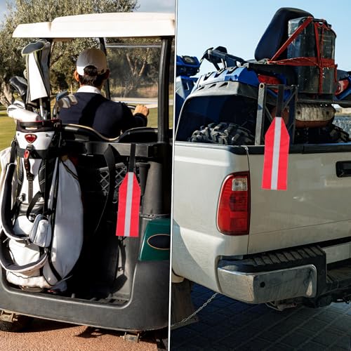 2 PCS Tow Flag, Red Warning Flags with Webbing, Travel Safety Tow Flag, High Visibility Trailer Warn Flags, with Bungee Cord and Double Sided Reflective Strip, 14.6¡¿5.15in