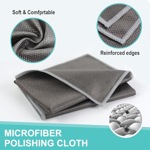 Microfiber Glass Cleaning Cloths 16x16 Inches, Pack of 8 - Lint-Free, Scratch-Free for Windows, Mirrors, Stainless Steel, Car, and Electronics