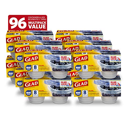 Glad Mini Round Food Storage Containers, 4 Oz, 8 Count - BPA-Free
