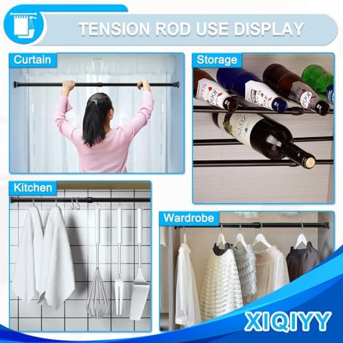 XIQIYY Black Tension Shower Rod, 16.8-26 Inch Adjustable Spring Rod