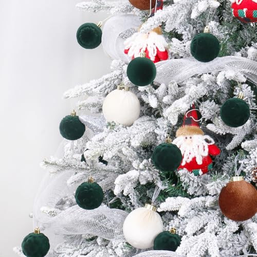 30pcs Dark Green Velvet Christmas Ornaments for Xmas Tree Decorations