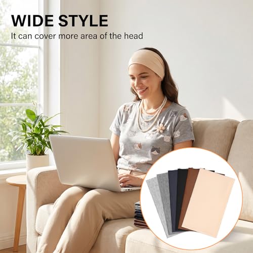 Wide Cotton Headbands for Women 6-Pack Soft Stretch Non-Slip Hair Bands