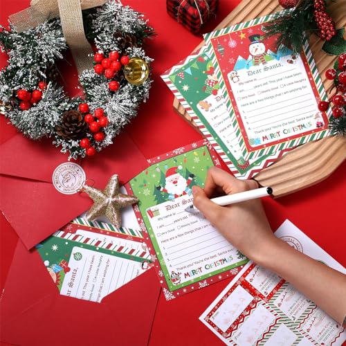 Letter to Santa Christmas Wish List Kit - 450 Pieces with Envelopes & Stickers - Classic Variation