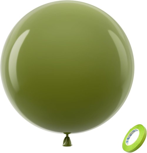 Bezente 36-Inch Sage Green Giant Balloons - 8 Pack Jumbo Olive Green Latex for Parties & Events
