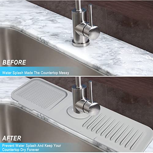 Gray Silicone Sink Splash Guard Mat for Faucet & Countertop