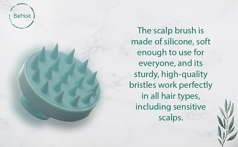 BeNat Hair Scalp Massager & Shampoo Brush with Soft Silicone Bristles