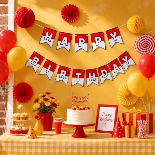 Vibrant Cartoon Anime Birthday Banner - Red & White Party Decor