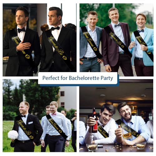 Team Groom Satin Sash Black and Gold for Bachelor Party Decorations