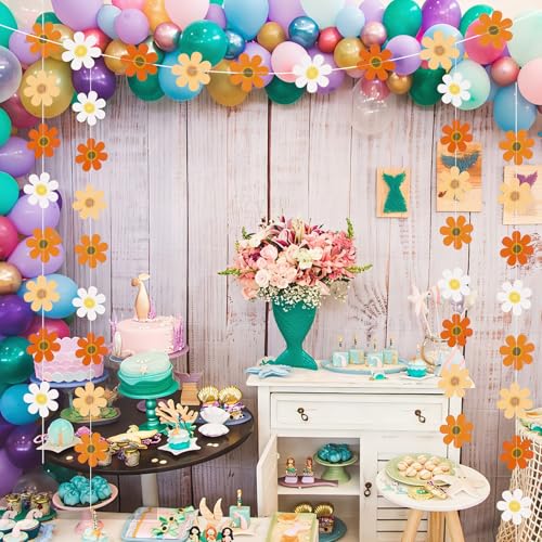 8Pcs Daisy Groovy Boho Party Hanging Banners - Retro Decor