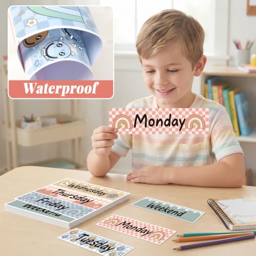 36 Pcs Days of the Week Stickers, Large Checkered Weekly Organizer Decals