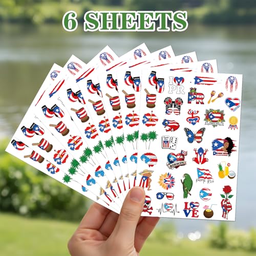 Puerto Rico Glow in the Dark Temporary Tattoos - 200+ Party Stickers