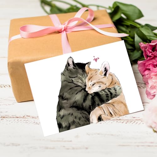 Cute Cat Cuddling Valentine's Day Card for Him/Her