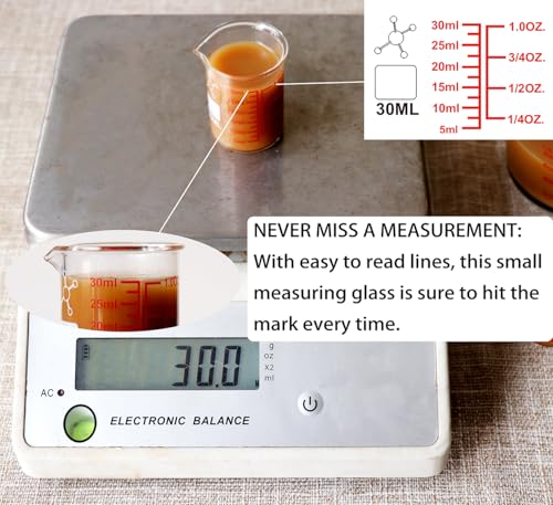 30ml Borosilicate Glass Measuring Cup - V-Spout Beaker (Pack of 2)