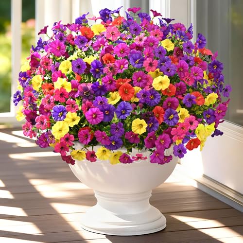 Artificial Outdoor Flowers - 36 Bundles Realistic UV-Resistant Fake Flowers for Garden & Porch