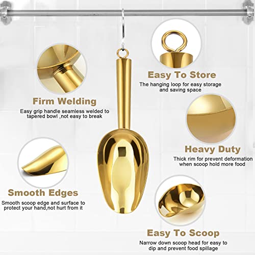 P&P CHEF Gold Stainless Steel Ice Scoop, 6oz Small Food & Candy Scoop