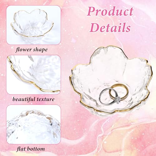 Ouligay Flower Jewelry Ring Dish - Elegant Glass Trinket Tray