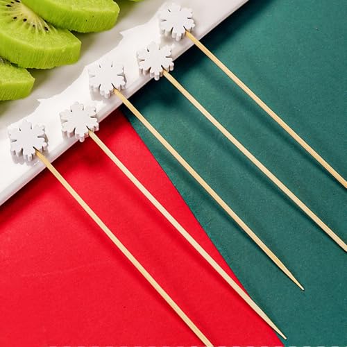 100Pcs Christmas Snowflake Cocktail Picks for Appetizers & Drinks