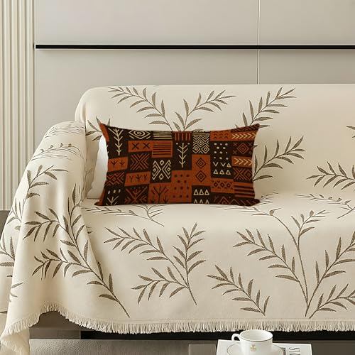 Boho Rustic African Pillow Covers 12x20 - Mud Cloth Design