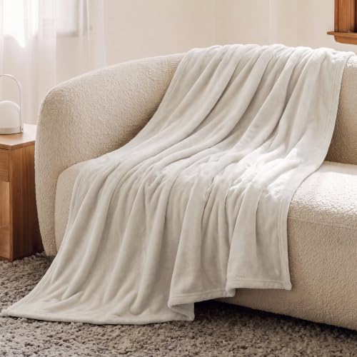 Bedsure GentleSoft Fleece Throw Blanket - Linen Beige, 50x60 inches