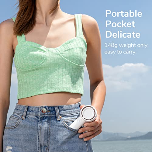 JISULIFE Mini Bladeless Portable Fan with Long Battery Life & Safety Design