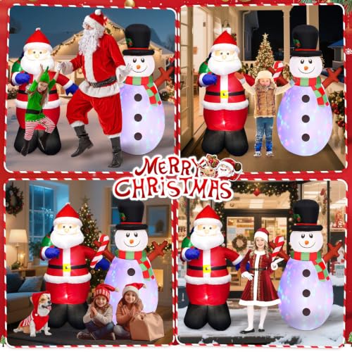 5 FT Inflatable Santa and Snowman Christmas Yard Decorations with Bright LEDs