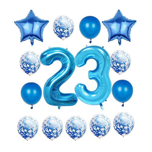 23rd Birthday Balloon Decorations Set - 40 Inch Blue Mylar Balloons