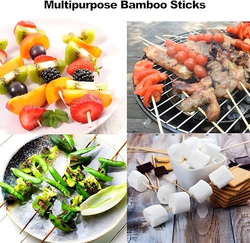 4-Inch Natural Bamboo Skewers - 200 Pack for Appetizers & BBQ