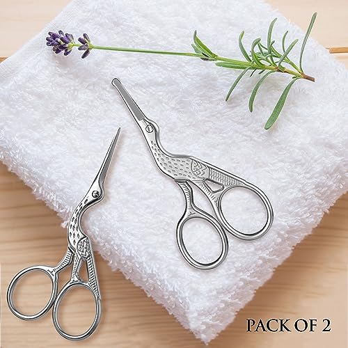 Kootinn 2-Pack Stainless Steel Stork Scissors for Precision Grooming